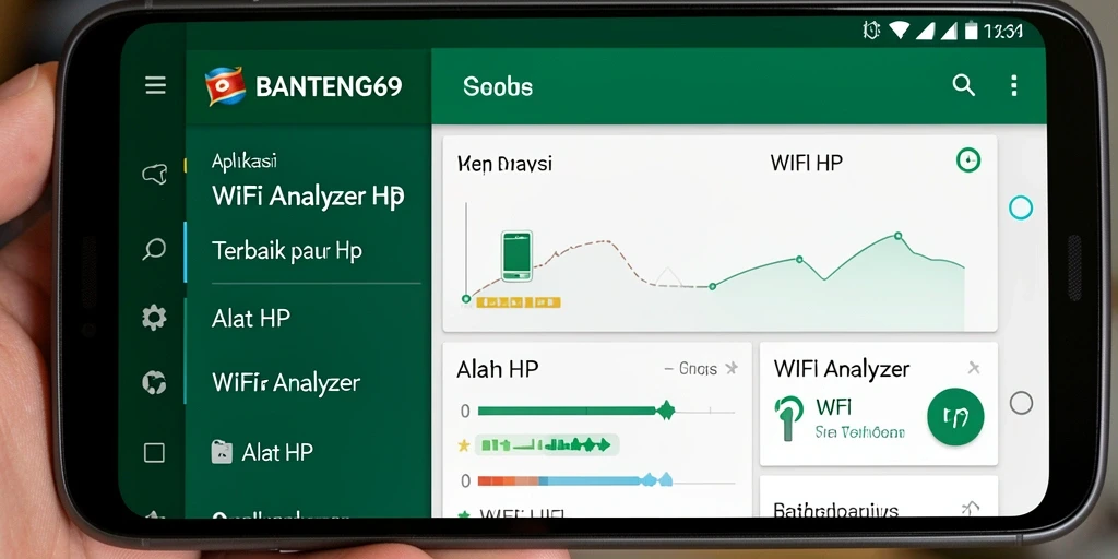 Antarmuka BANTENG69 menunjukkan analisis kuat sinyal WiFi.