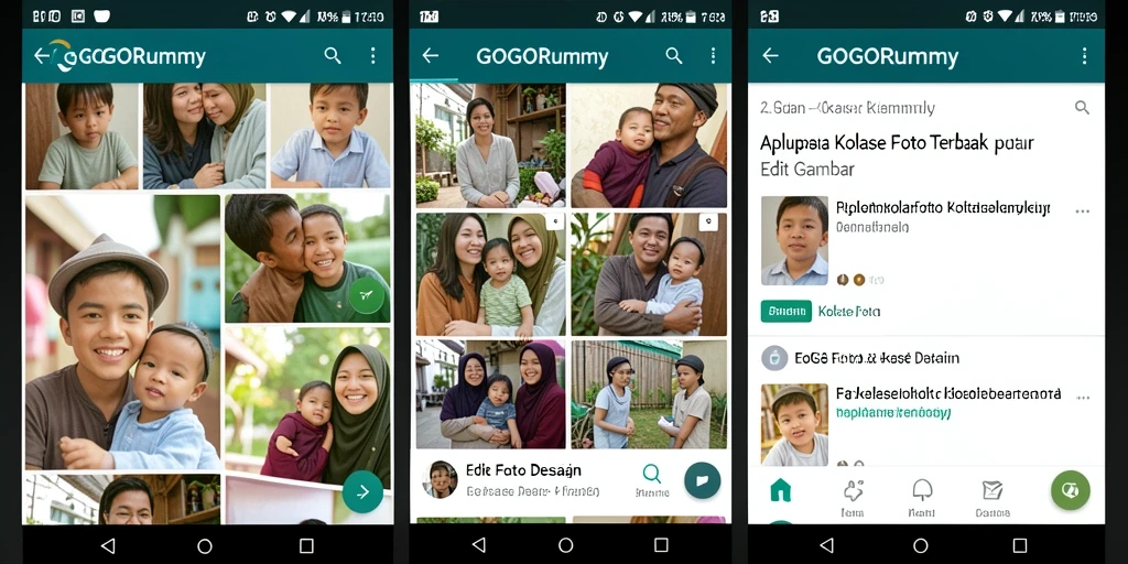 Antarmuka GOGORUMMY menampilkan fungsi kolase foto yang menarik dan mudah digunakan.