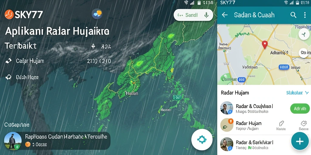 Tampilan antarmuka SKY77 menampilkan peta Radar Hujan dan cuaca terkini.
