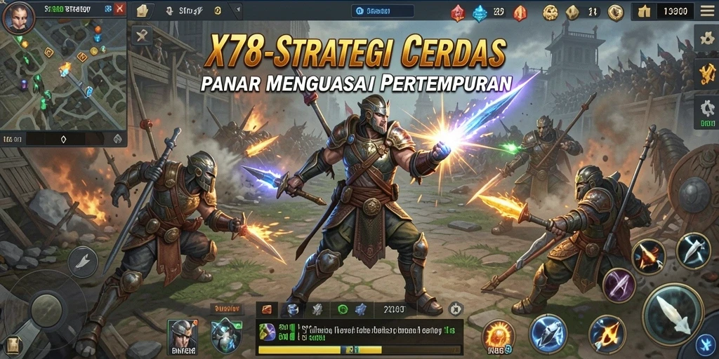 Tampilan antarmuka X78 yang dinamis dan menarik untuk game Strategy.